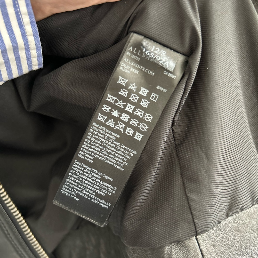 All Saints Black Dalby Leather Jacket - Picture 4 of 5